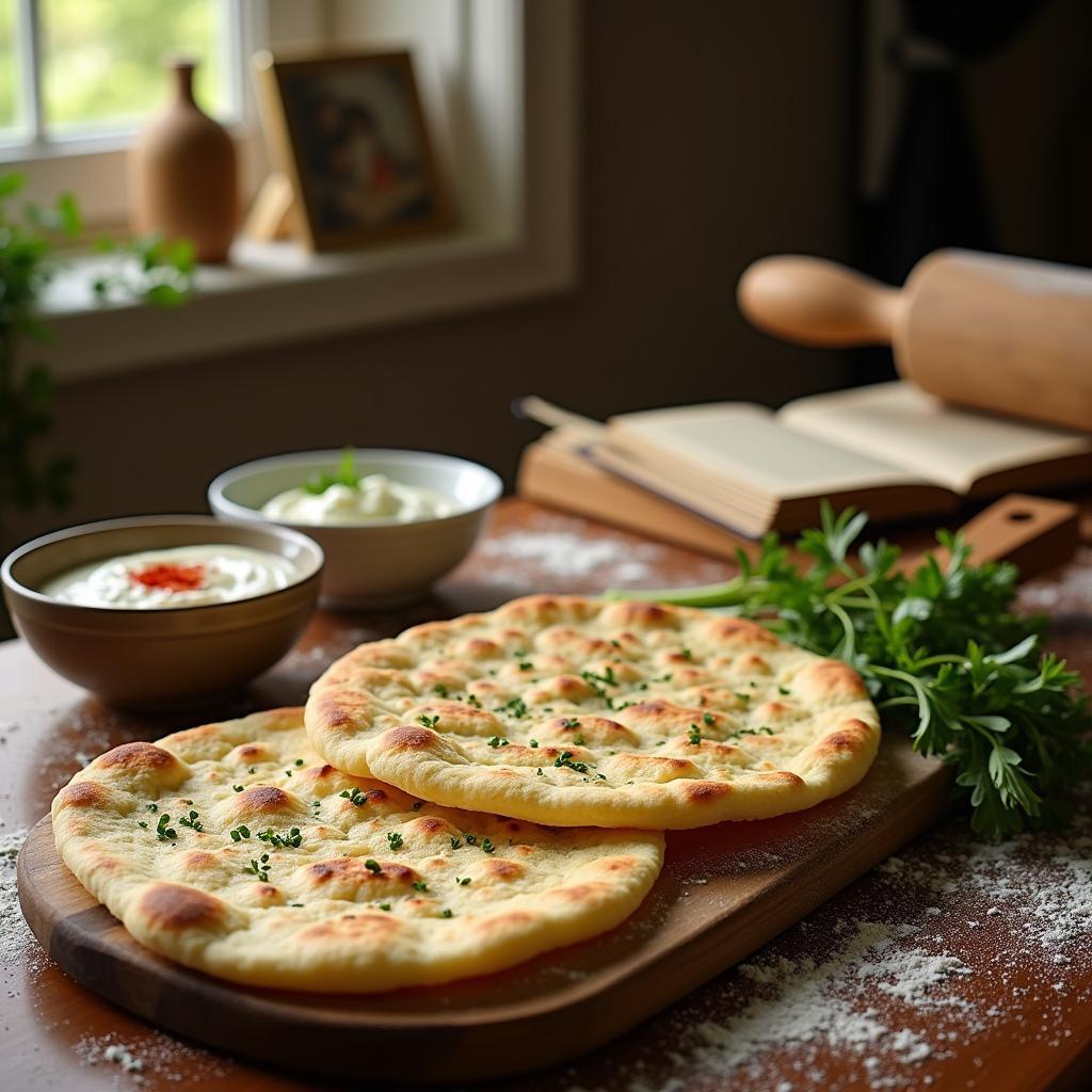 Herbed Flatbreads with a Garlic Yogurt Dip