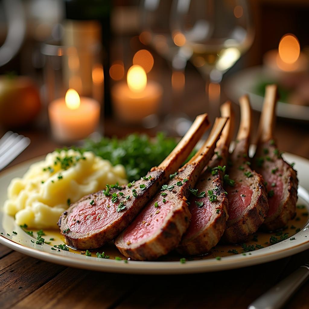 Herb-Crusted Rack of Lamb with Garlic Mashed Potatoes