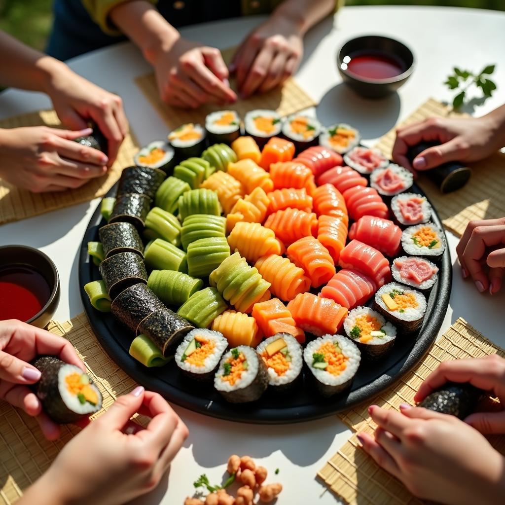 Colorful Rainbow Sushi Rolls