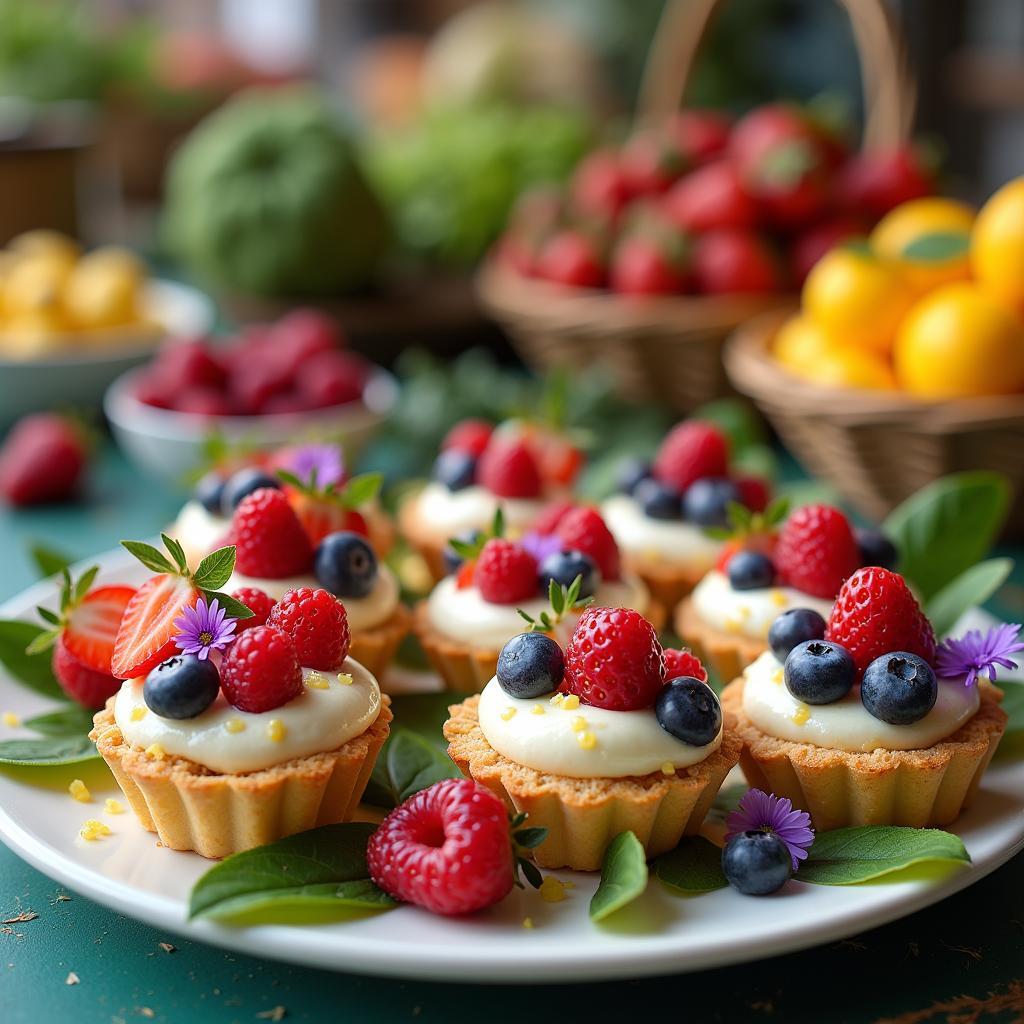 Whimsical Berry Tartlets with Vanilla Cream