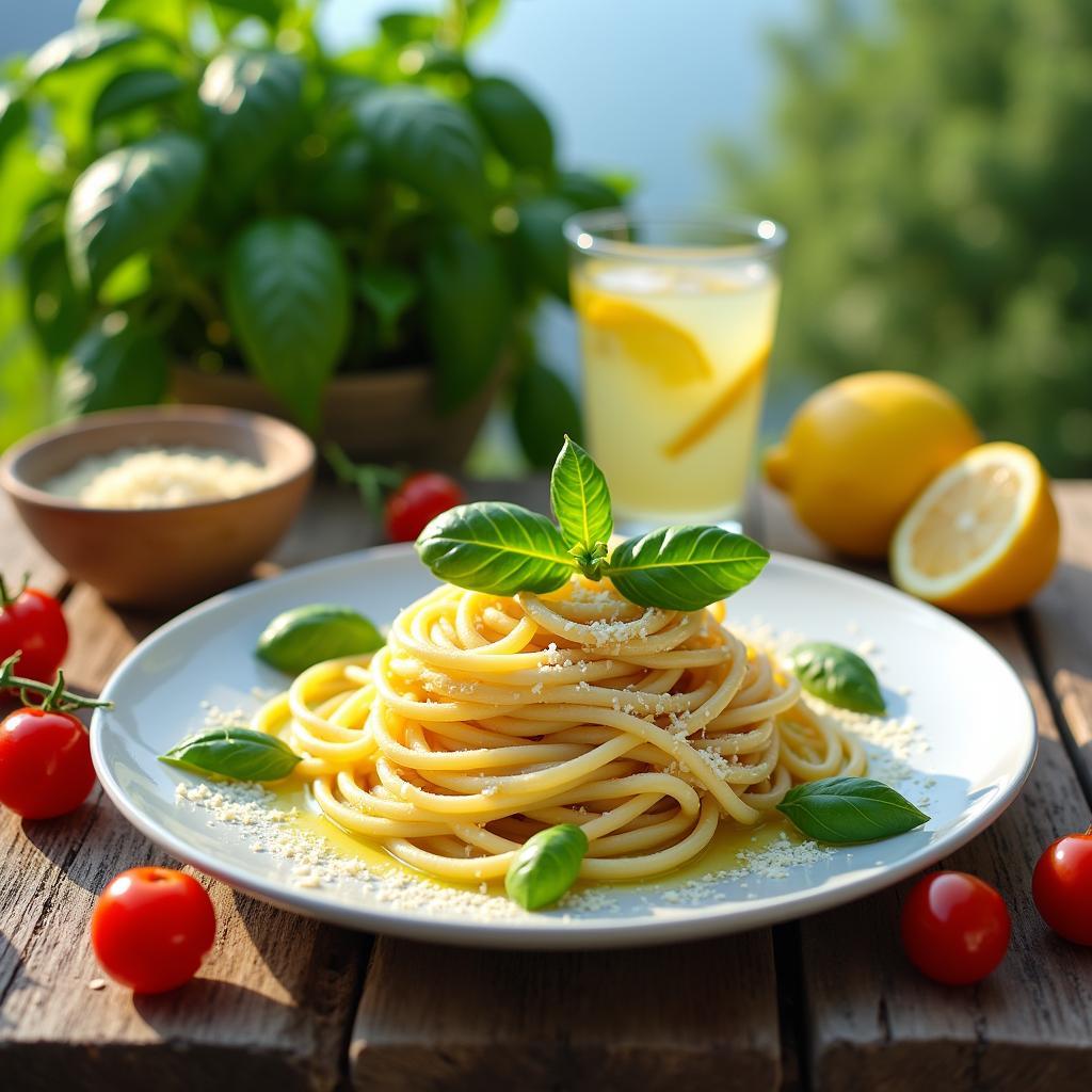 Whimsical Lemon Basil Pasta with Cherry Tomatoes