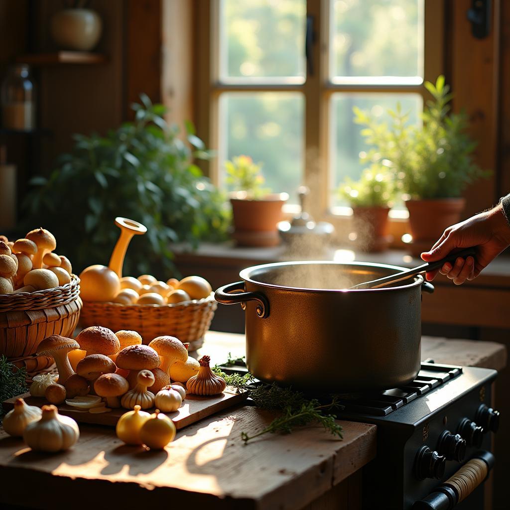 Whimsical Wild Mushroom and Thyme Soup