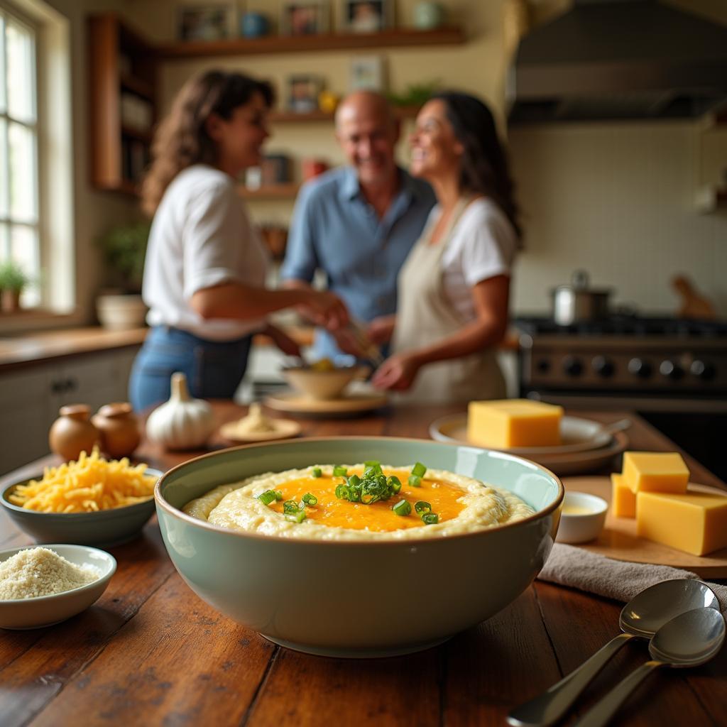 Southern Comfort: Creamy Garlic Grits with Cheddar