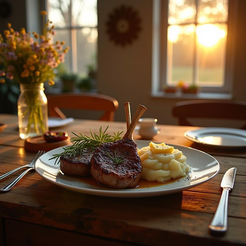 Herb-Crusted Lamb Chops with Garlic Mashed Potatoes