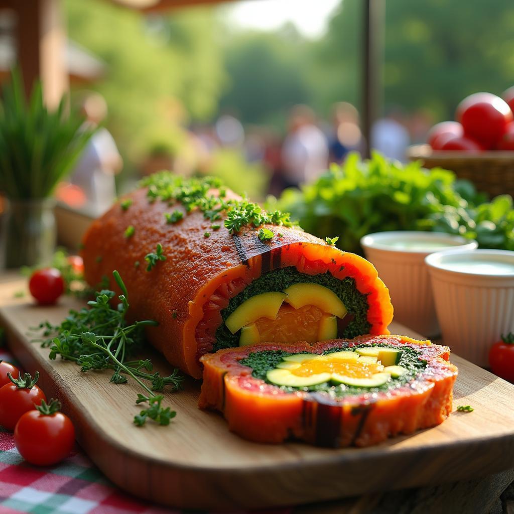 Vibrant Vegetable Terrine with Herbed Cream