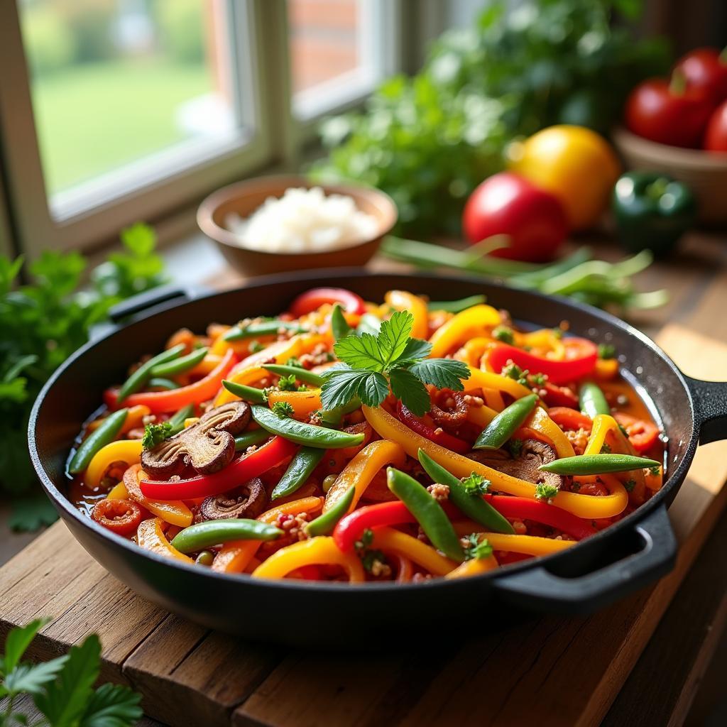 Rainbow Vegetable Sautés with Spicy Coconut Sauce