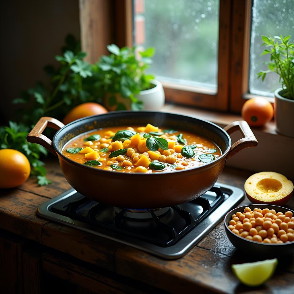 Spicy Coconut Curry with Mango and Chickpeas