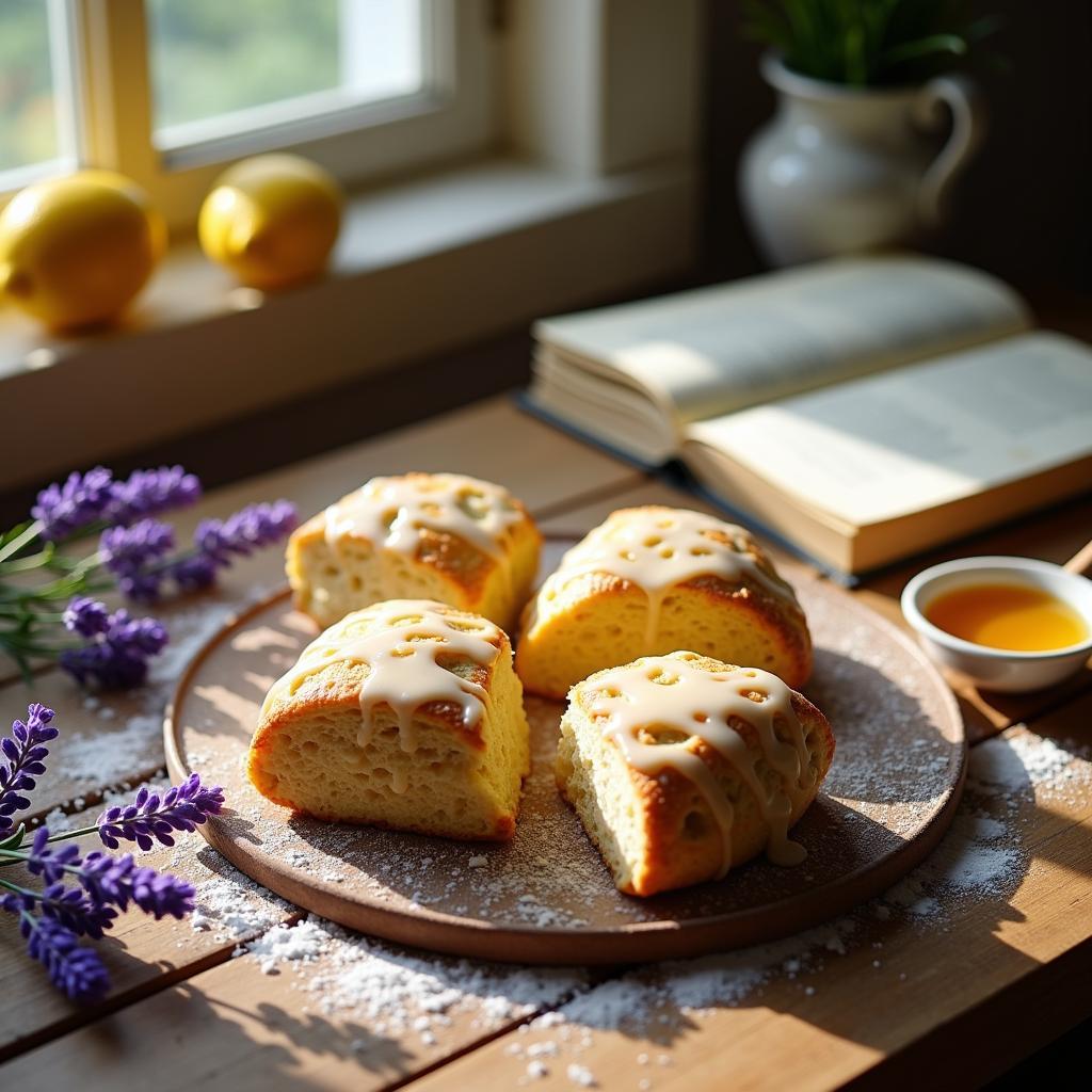 Lavender Honey Scones with Lemon Glaze