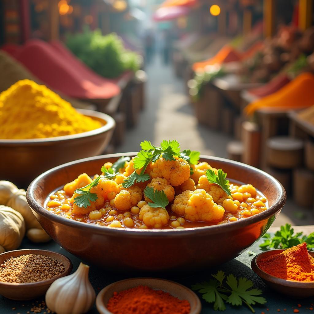 Spiced Lentil & Coconut Curry with Roasted Cauliflower