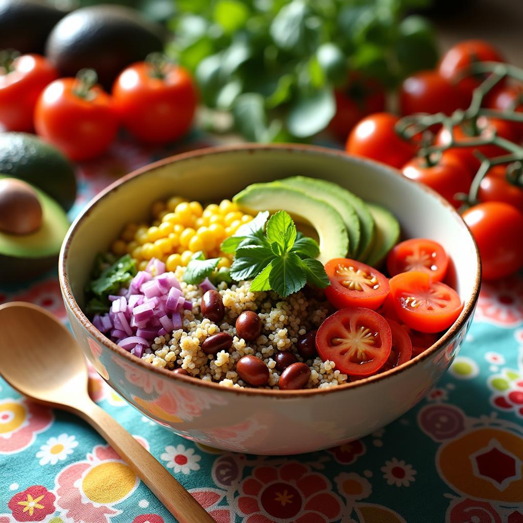 Spiced Kidney Bean & Quinoa Bowl with Avocado Lime Dressing