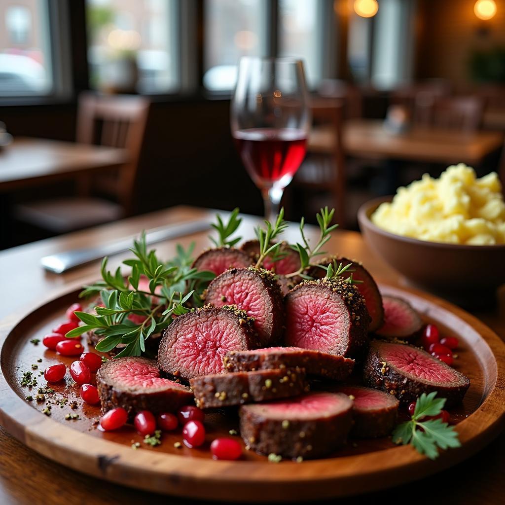 Herb-Crusted Beef Tenderloin with Pomegranate Glaze