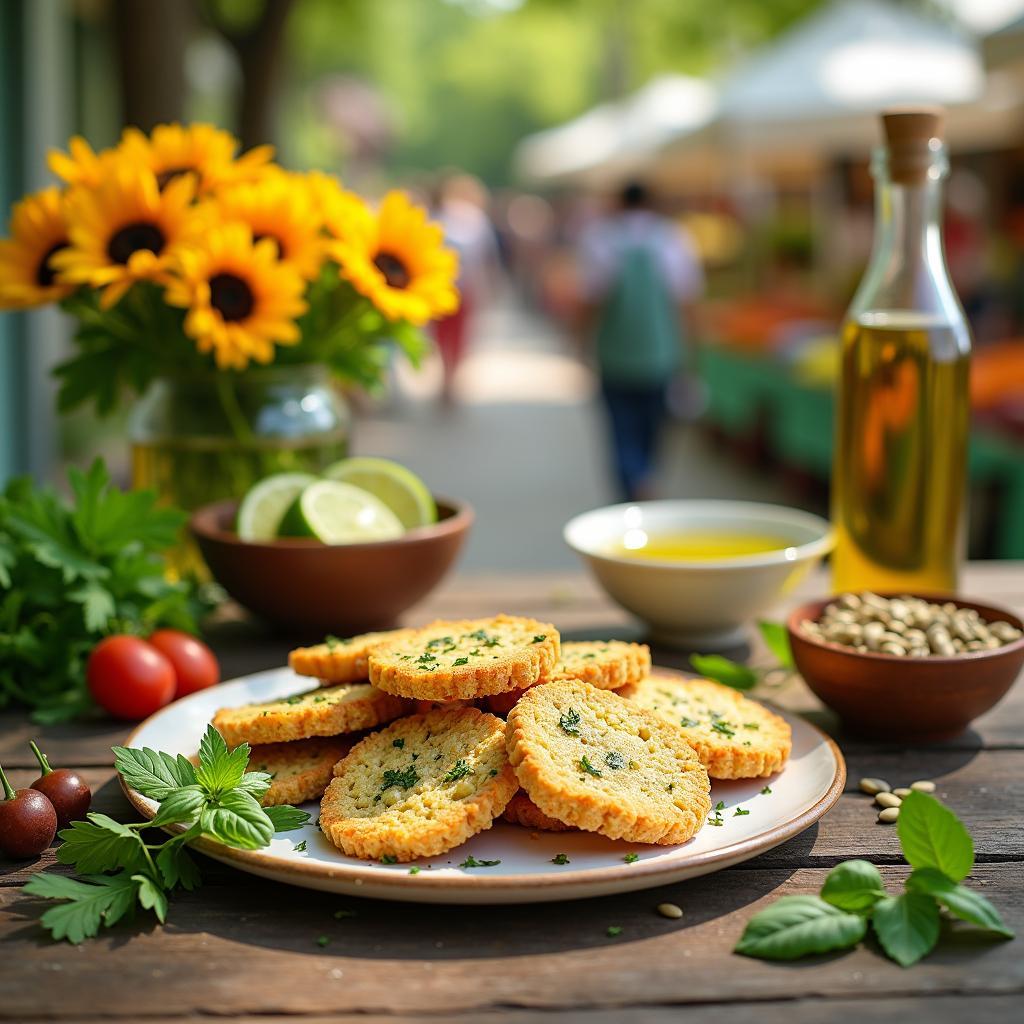 Herb-Infused Quinoa Crackers with a Zesty Lime Drizzle