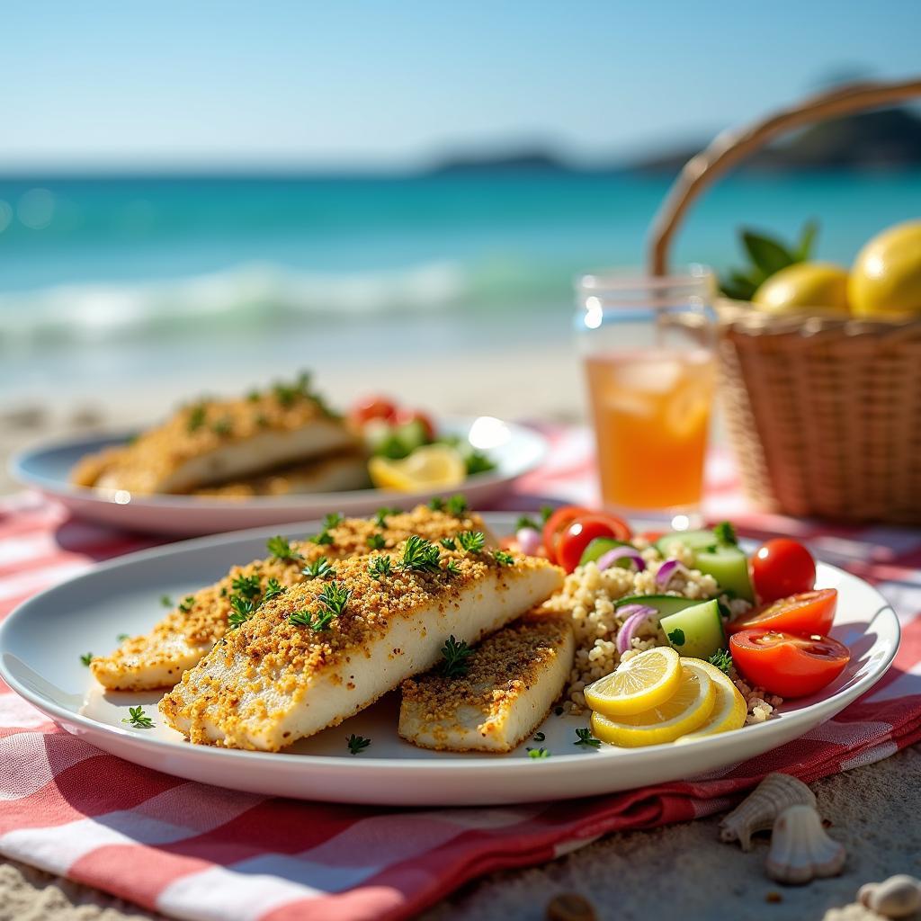 Seaside Citrus Herb-Crusted Fish with Quinoa Salad