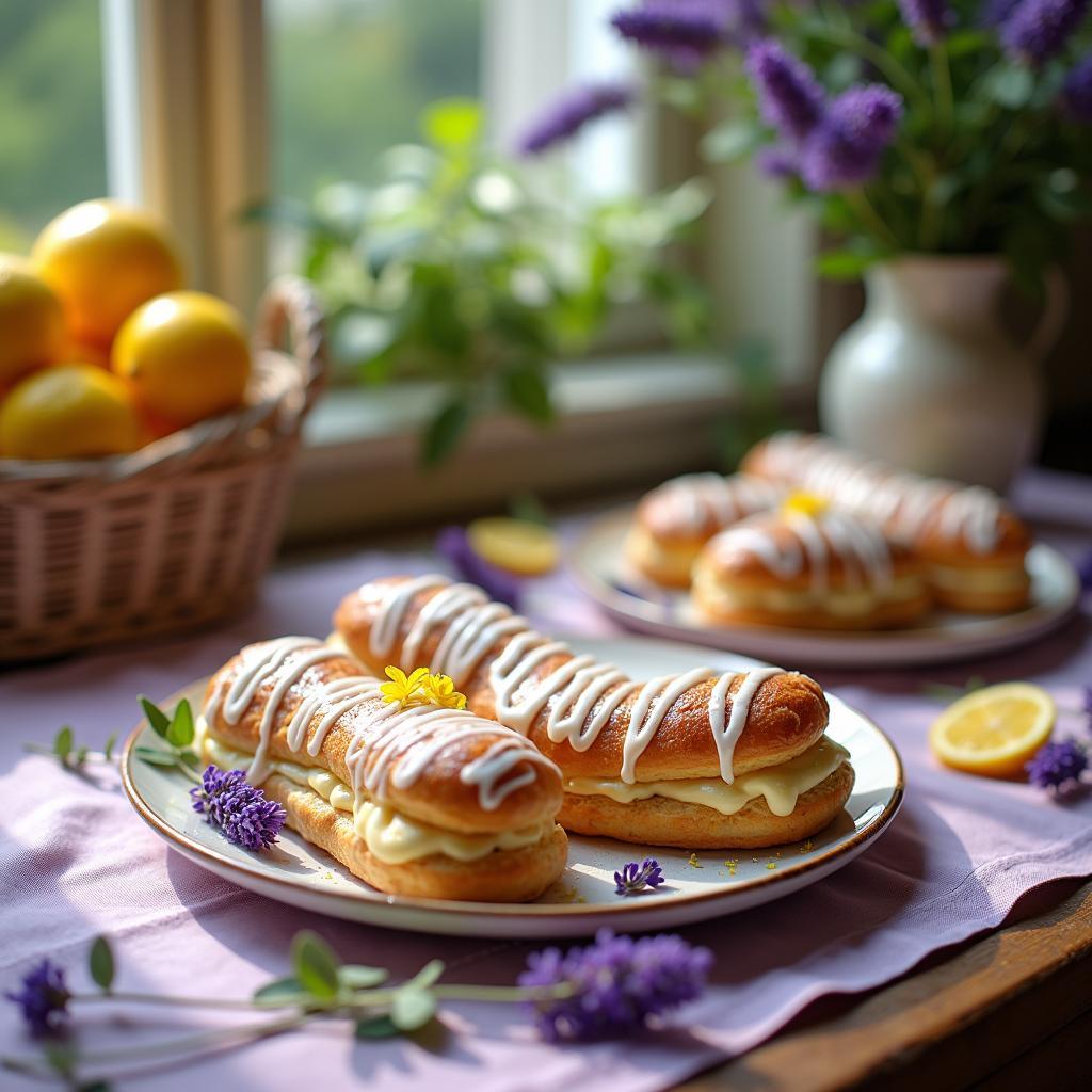 Lavender Honey Eclairs with Lemon Zest Cream