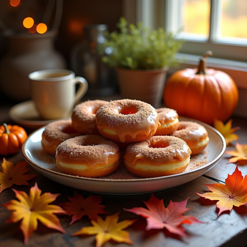 Spiced Maple Glazed Doughnuts with a Cinnamon Sugar Twist