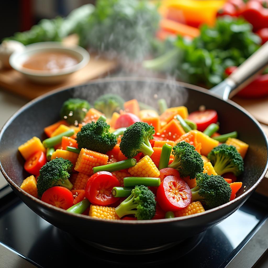 Vibrant Rainbow Vegetable Stir-Fry with Ginger-Sesame Sauce