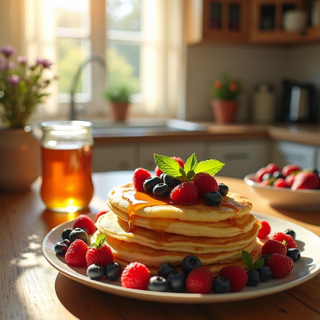 Whimsical Lavender Honey Crepes with Berry Compote