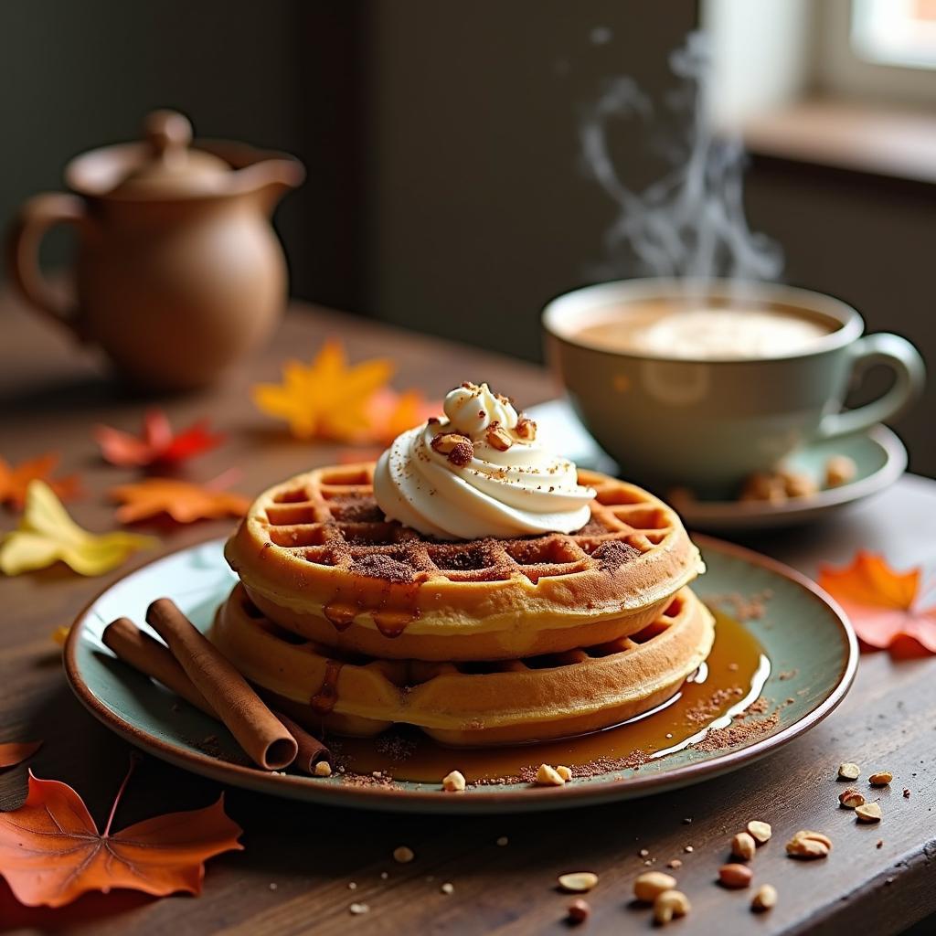 Golden Chai-Spiced Waffles with Maple-Cinnamon Drizzle