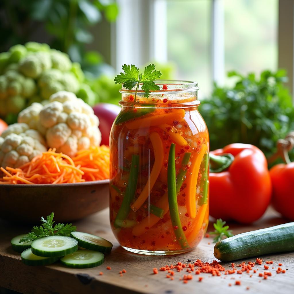 Garden of Flavor: Spicy Fermented Vegetable Medley