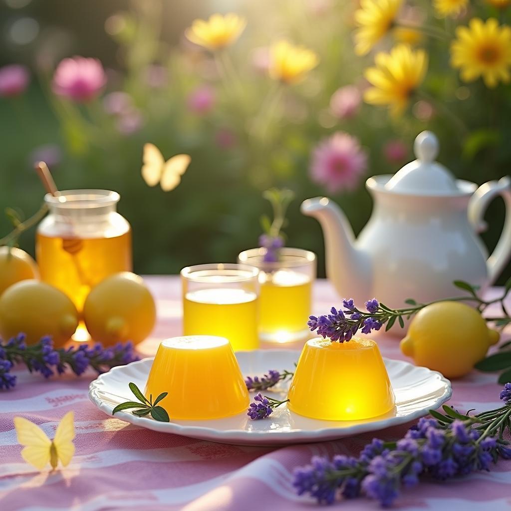 Whimsical Lavender-Lemon Jellies with Honey Drizzle