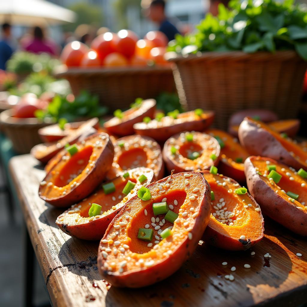 Miso-Glazed Sweet Potatoes with Sesame and Scallions