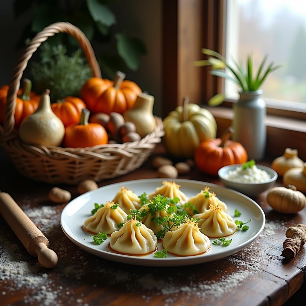 Whimsical Wild Mushroom and Truffle Oil Dumplings