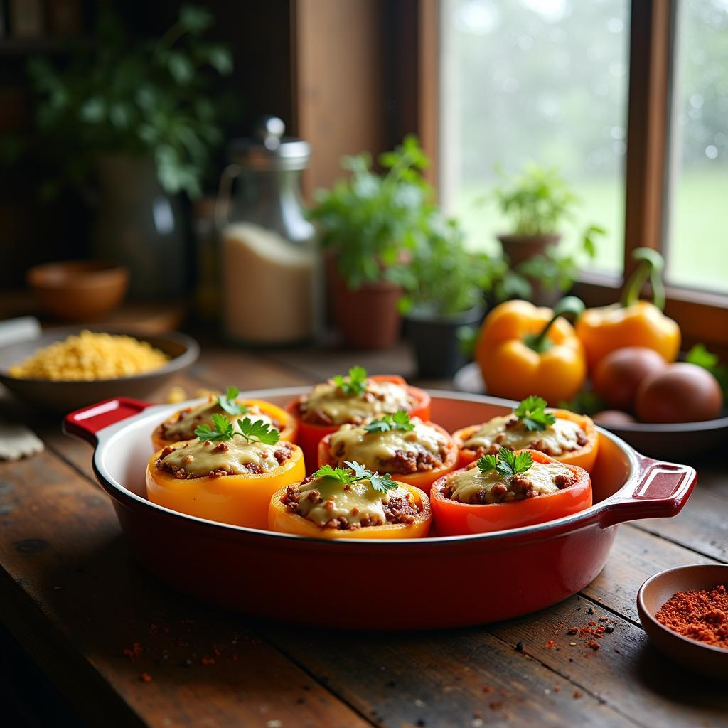 Spicy Kidney Bean & Quinoa Stuffed Peppers