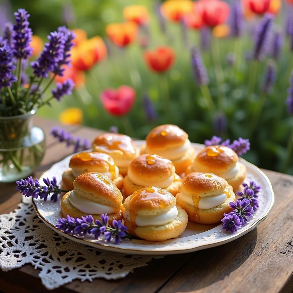 Whimsical Profiteroles with Lavender Honey Cream