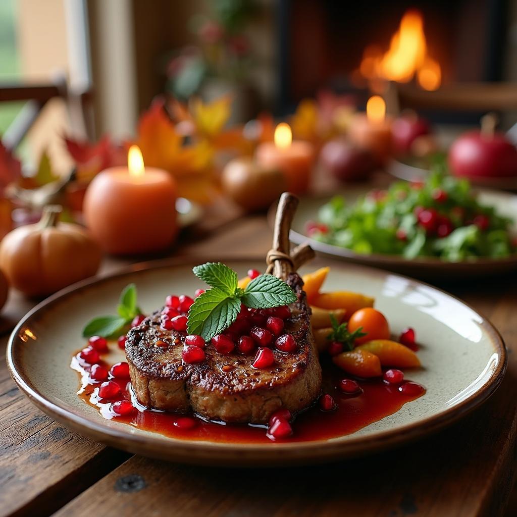 Herb-Crusted Lamb Chops with Pomegranate Glaze