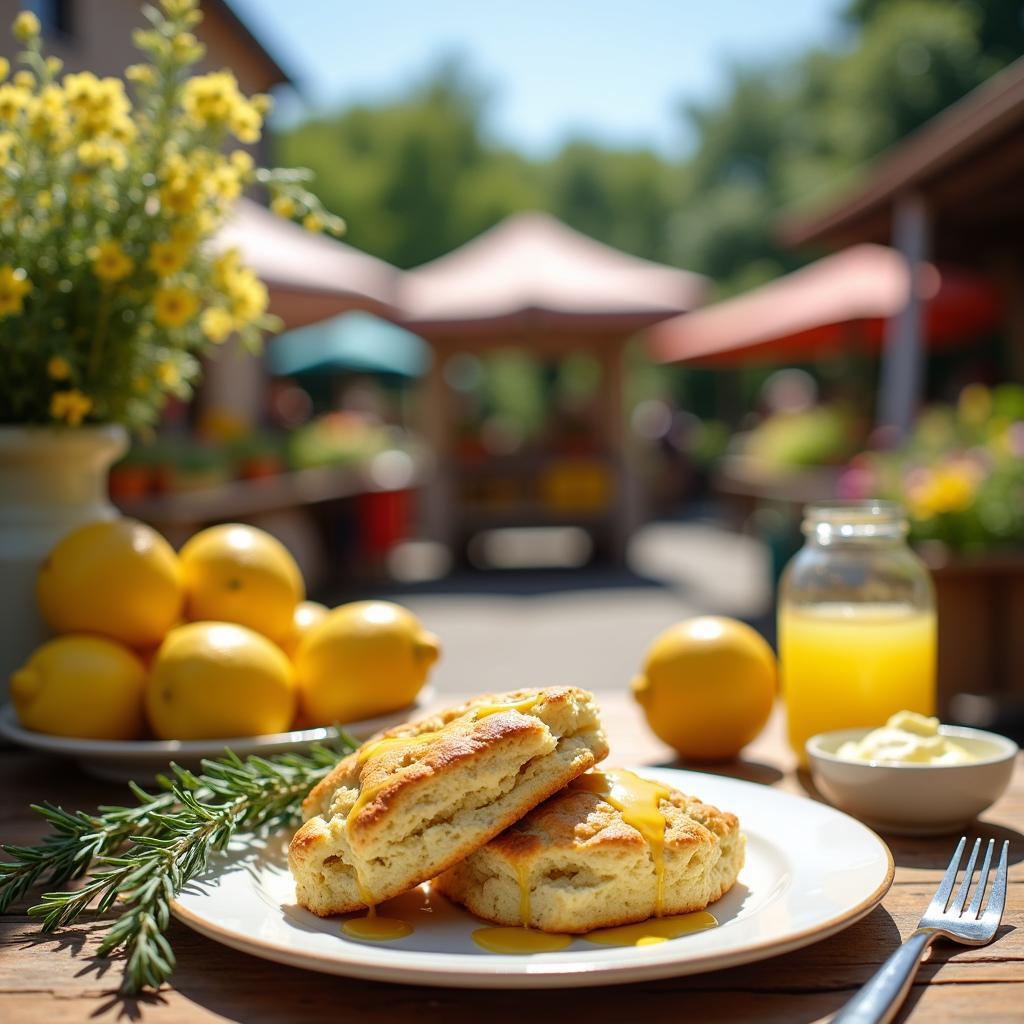 Zesty Lemon Thyme Scones with Honey Drizzle