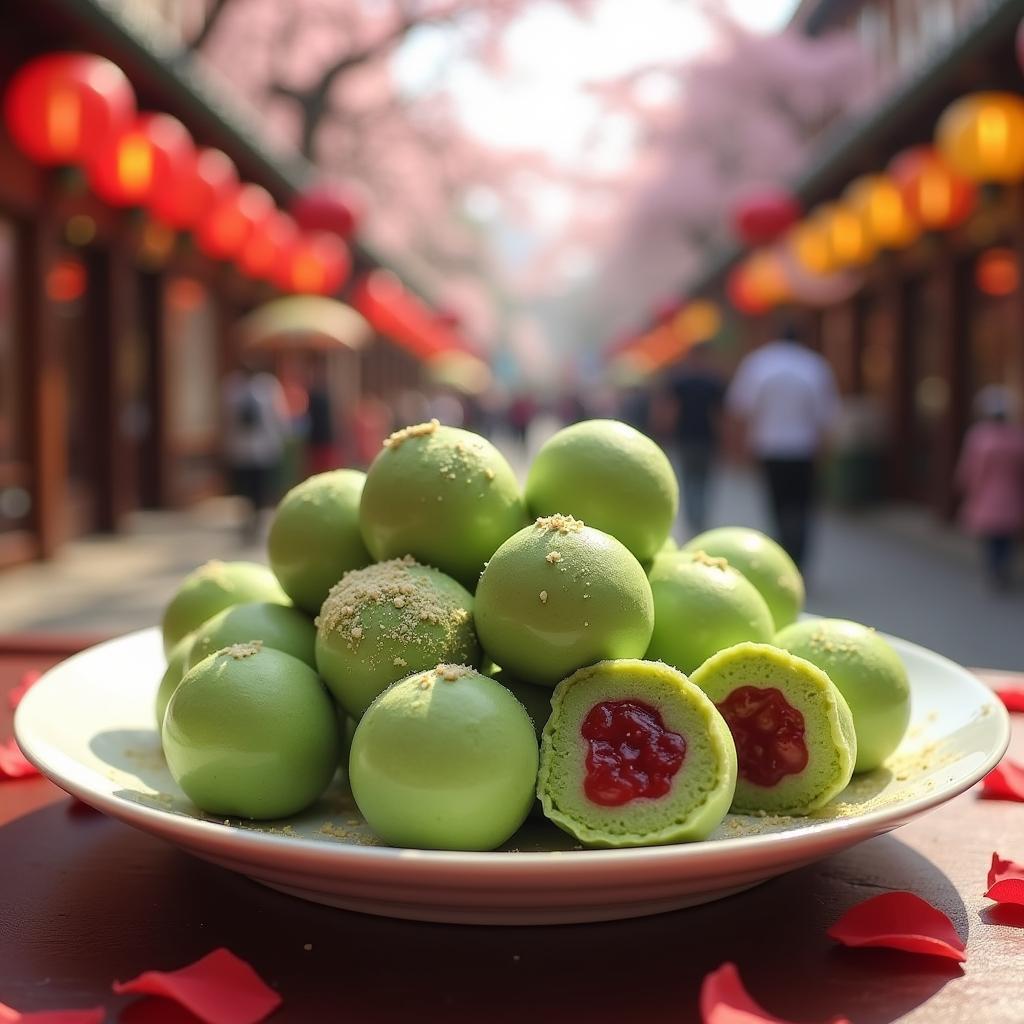 Delightful Matcha Mochi with Red Bean Filling