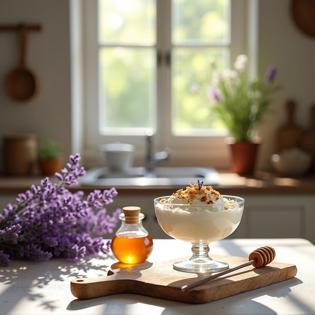 Whipped Honey Lavender Cream with Toasted Almonds