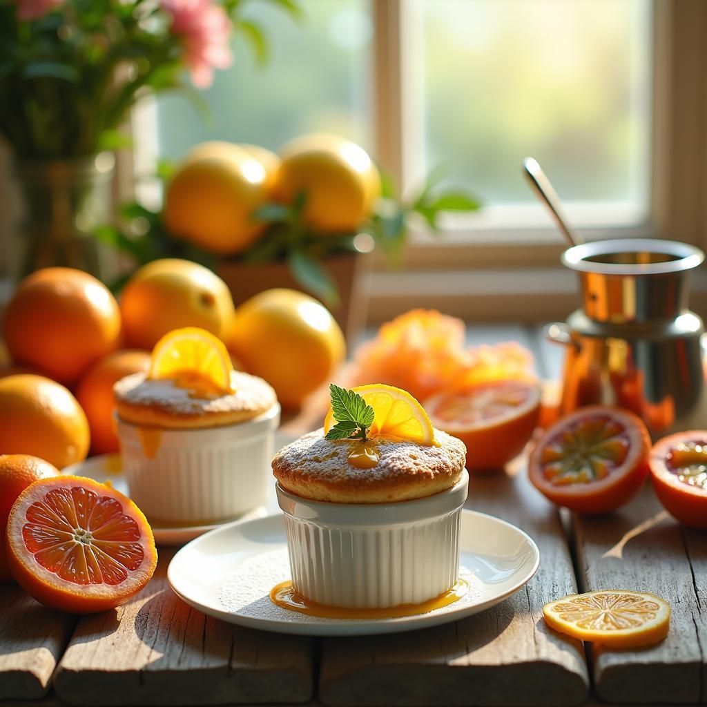 Heavenly Citrus Soufflé with a Passionfruit Drizzle