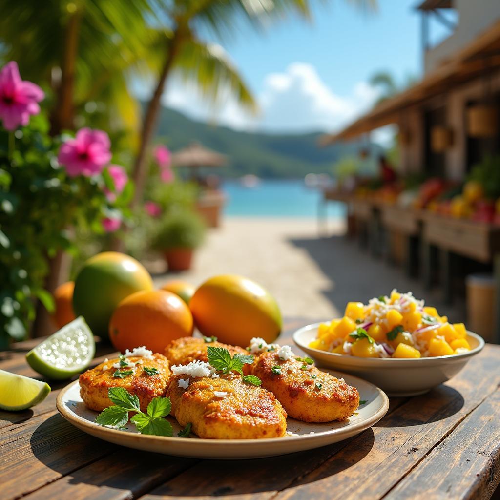 Golden Turmeric-Infused Chicken with Coconut Mango Salsa