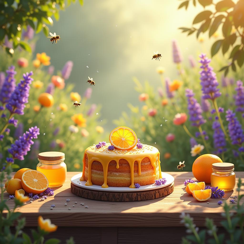 Whimsical Lavender Honey Cake with Citrus Glaze