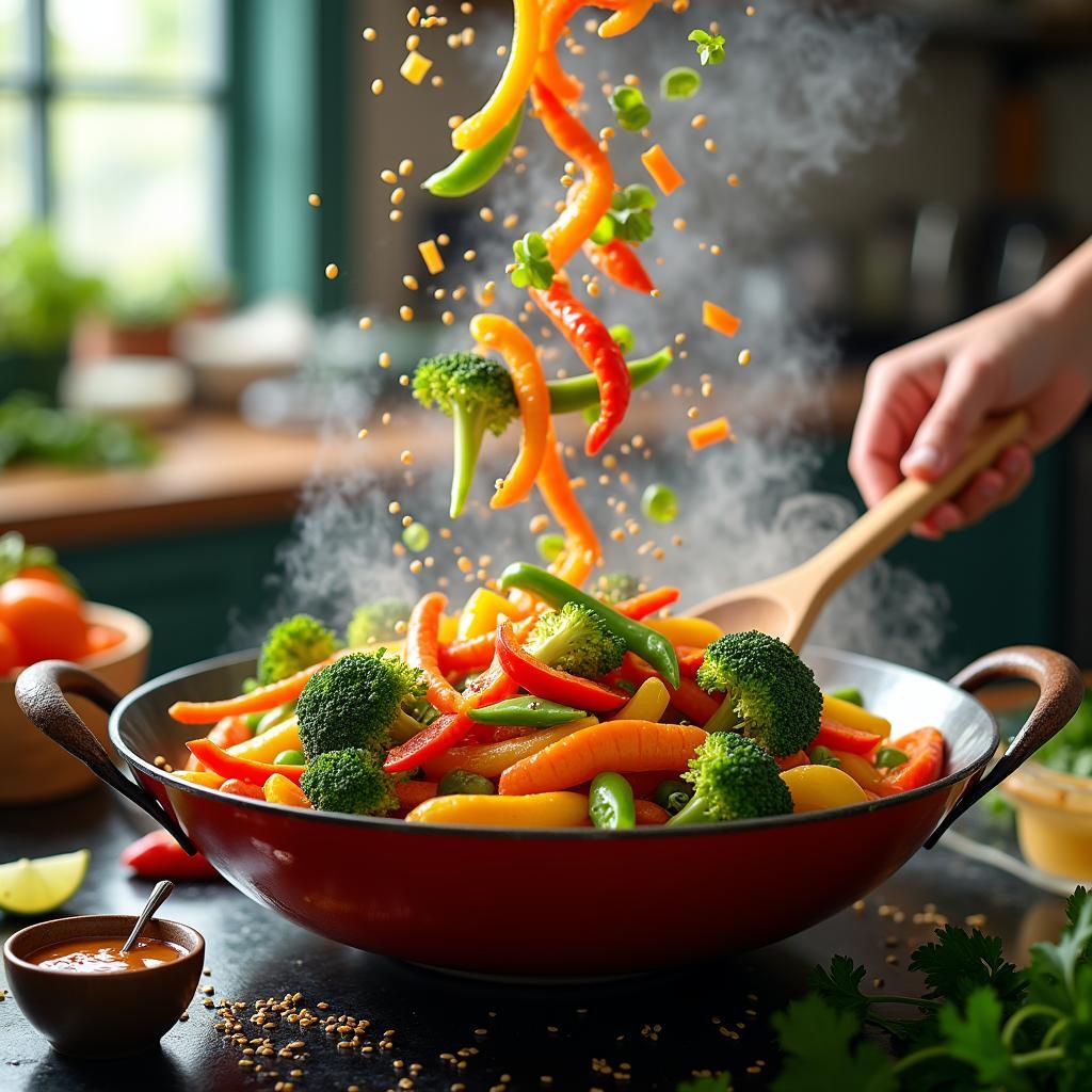 Whimsical Rainbow Veggie Stir-Fry with Sesame-Lime Glaze