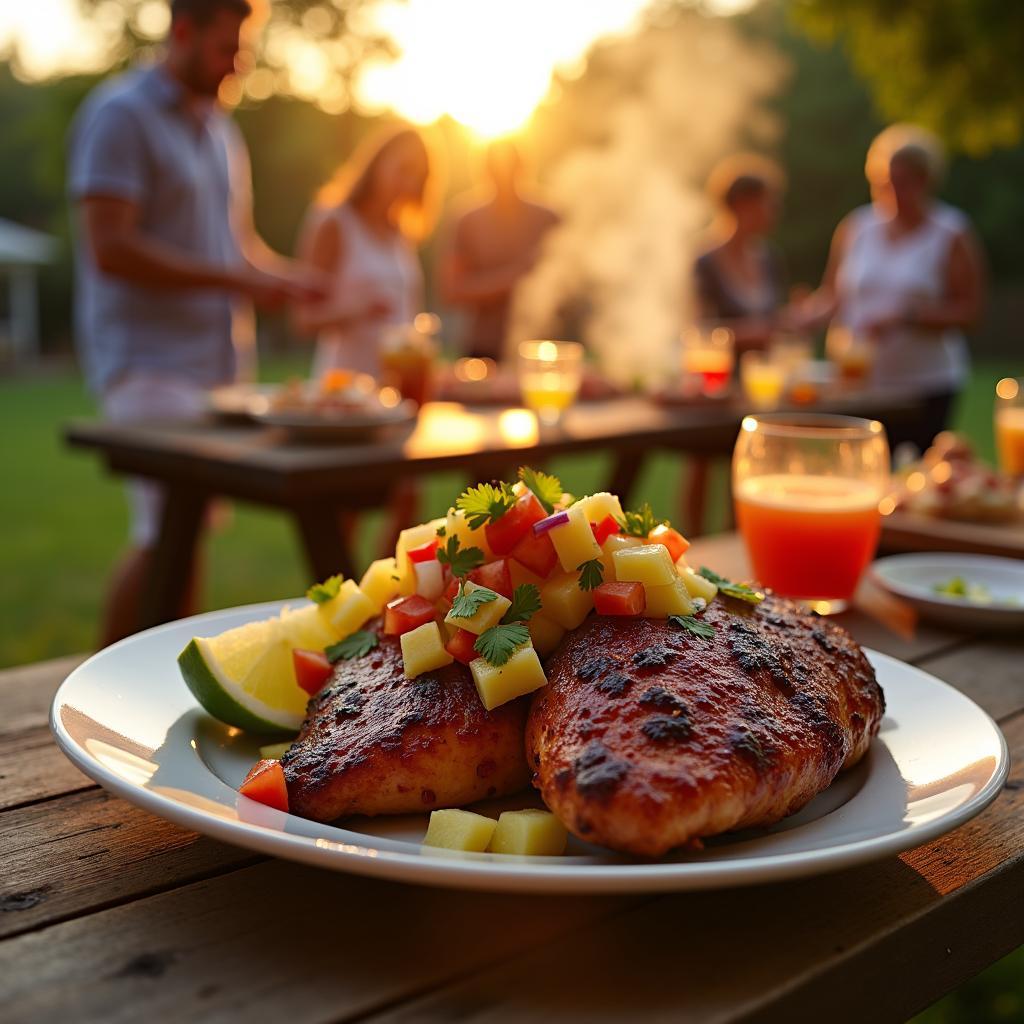 Smoky Citrus Barbecue Glazed Chicken with Pineapple Salsa