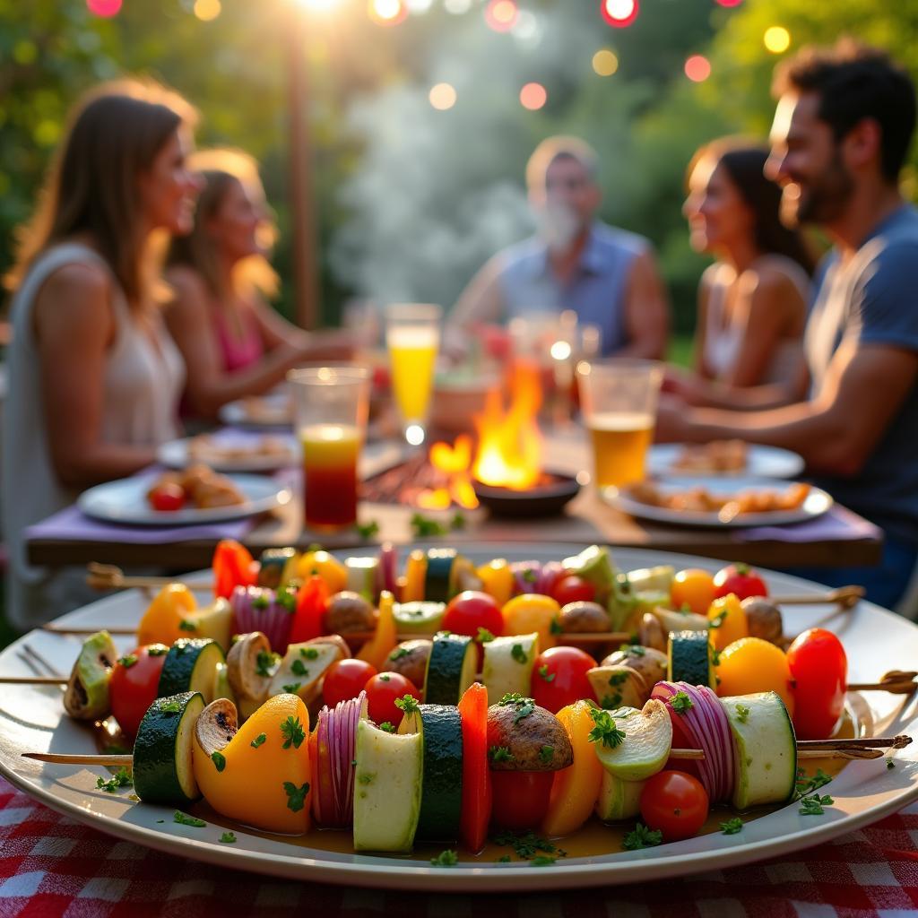 Fiesta Grilled Vegetable Skewers with Spicy Avocado Drizzle