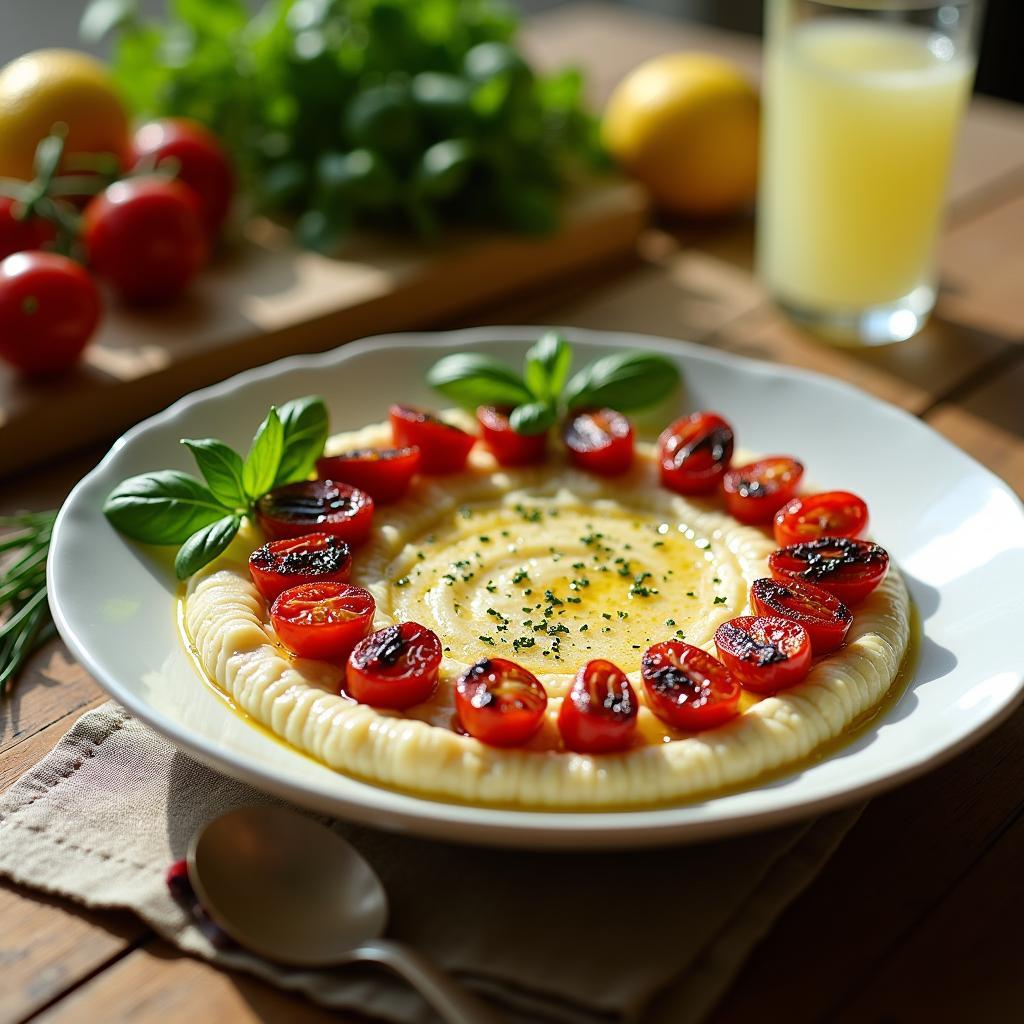 Whimsical Herb-Infused Grits with Roasted Cherry Tomatoes