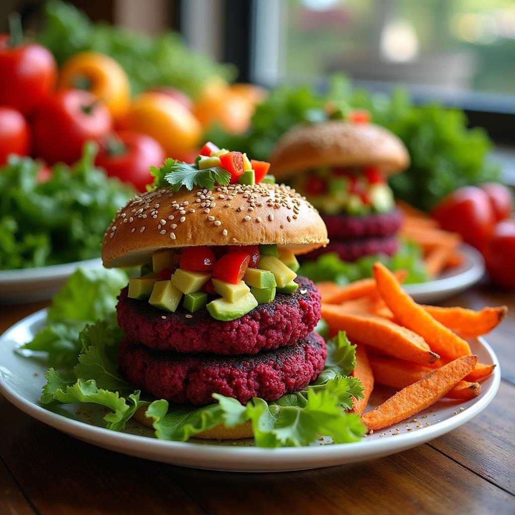 Crimson Beet and Quinoa Burgers with Avocado Salsa