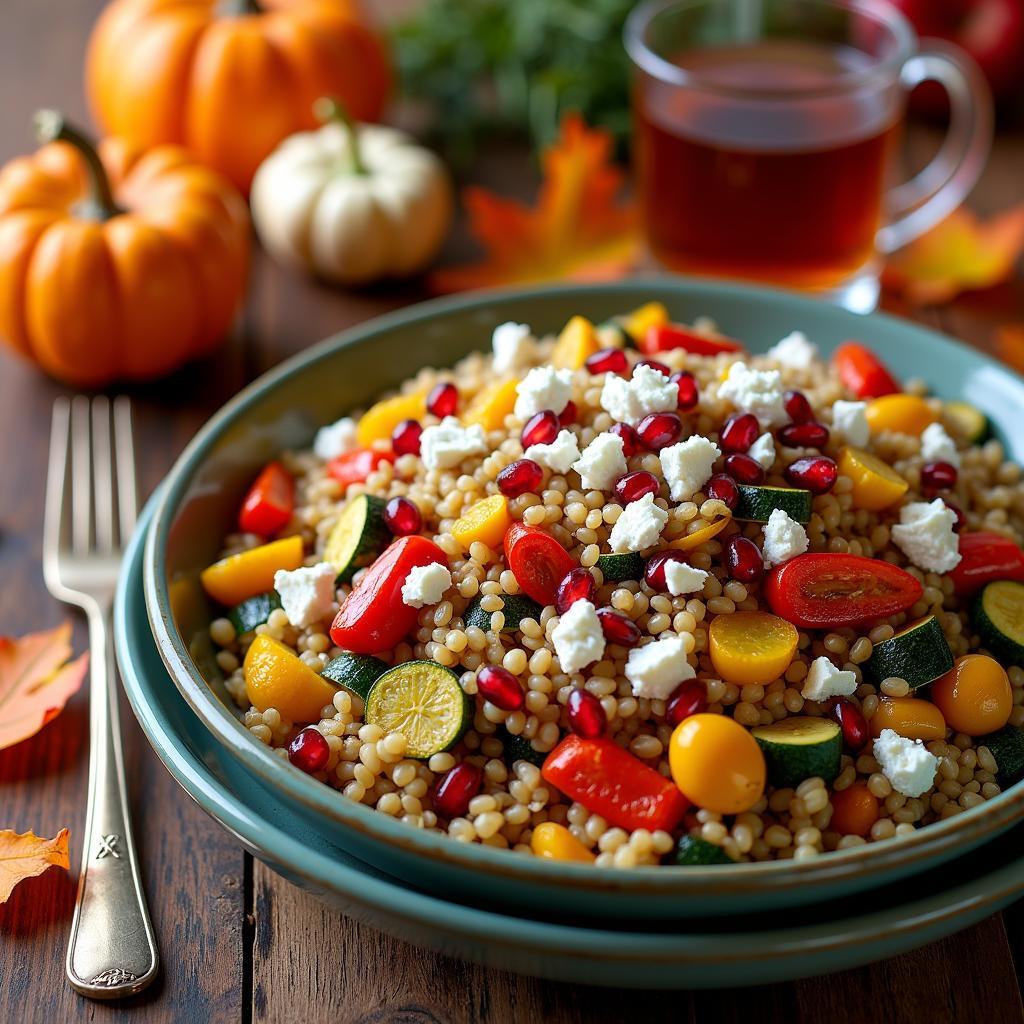 Farro & Roasted Vegetable Medley with Feta and Pomegranate