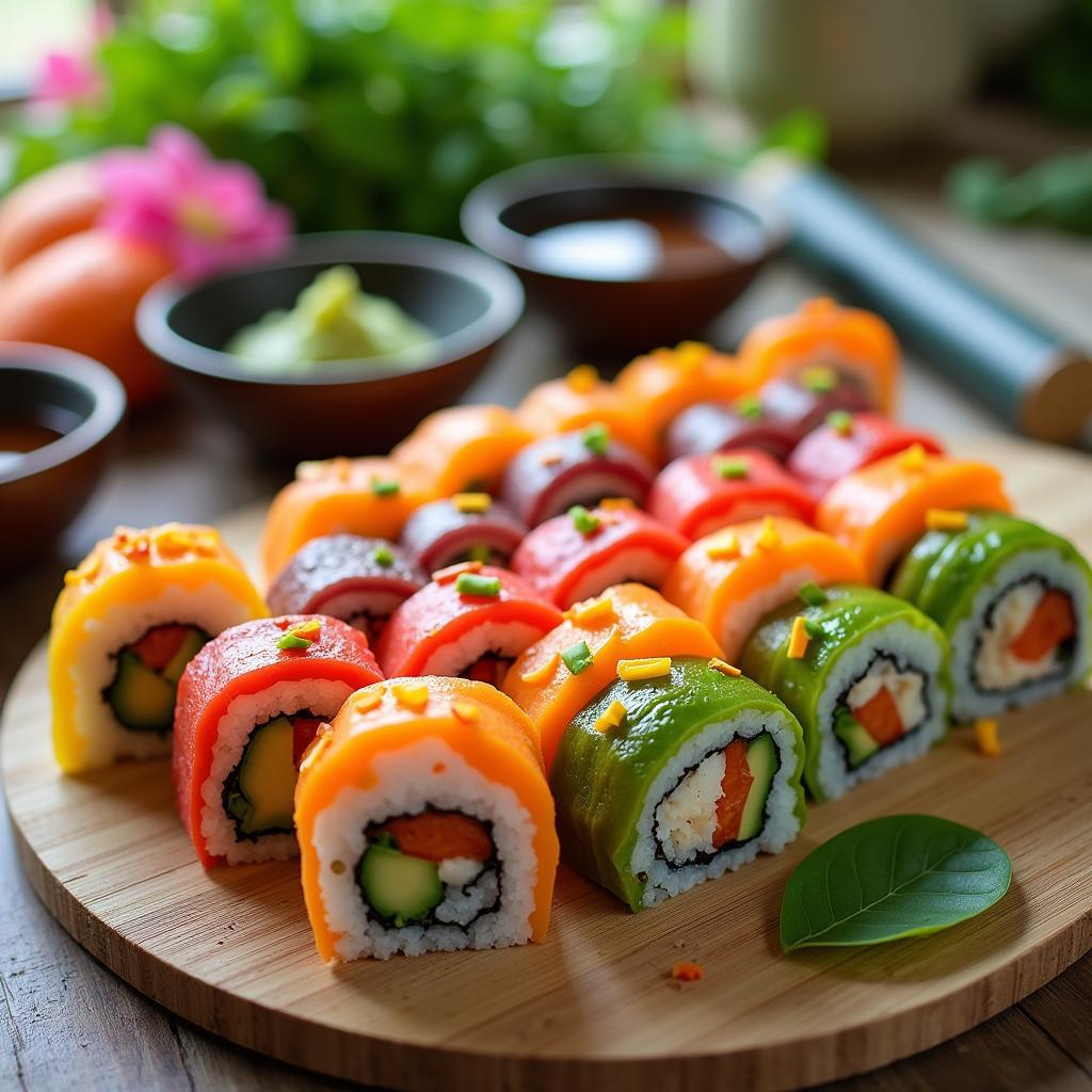 Whimsical Rainbow Sushi Rolls