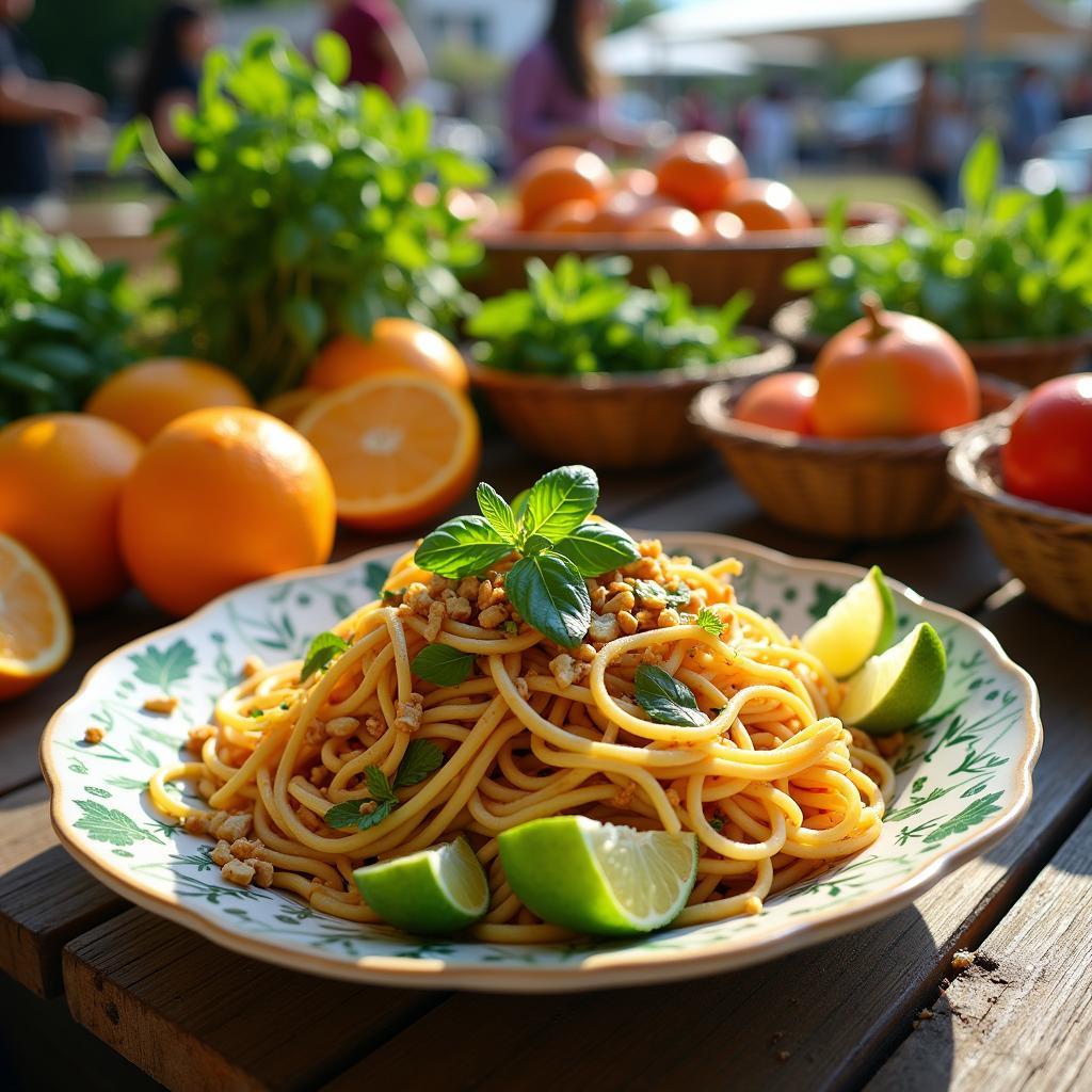 Whimsical Citrus Basil Noodles with Spicy Peanut Drizzle