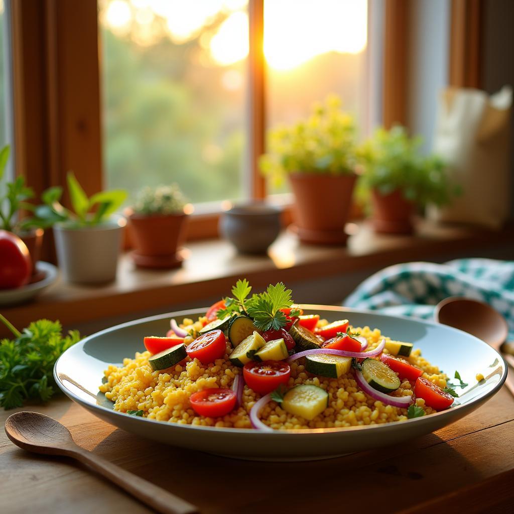 Golden Millet Delight with Roasted Vegetables