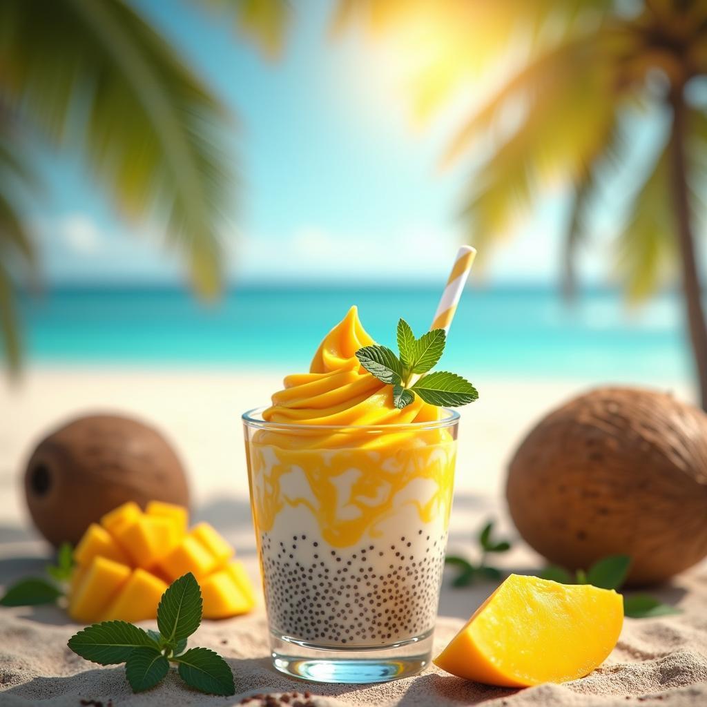 Heavenly Coconut Chia Pudding with Mango Swirl