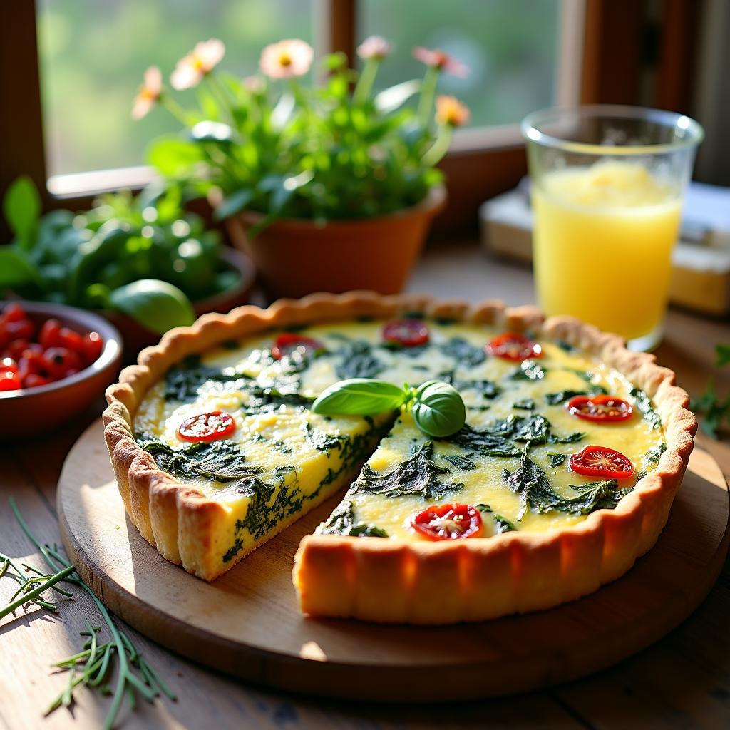 Garden Herb Quiche with Sun-Dried Tomatoes