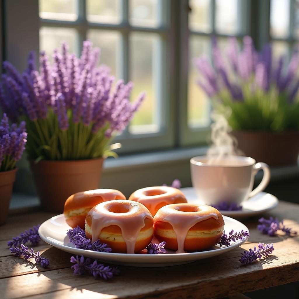 Lavender Honey Glazed Doughnuts