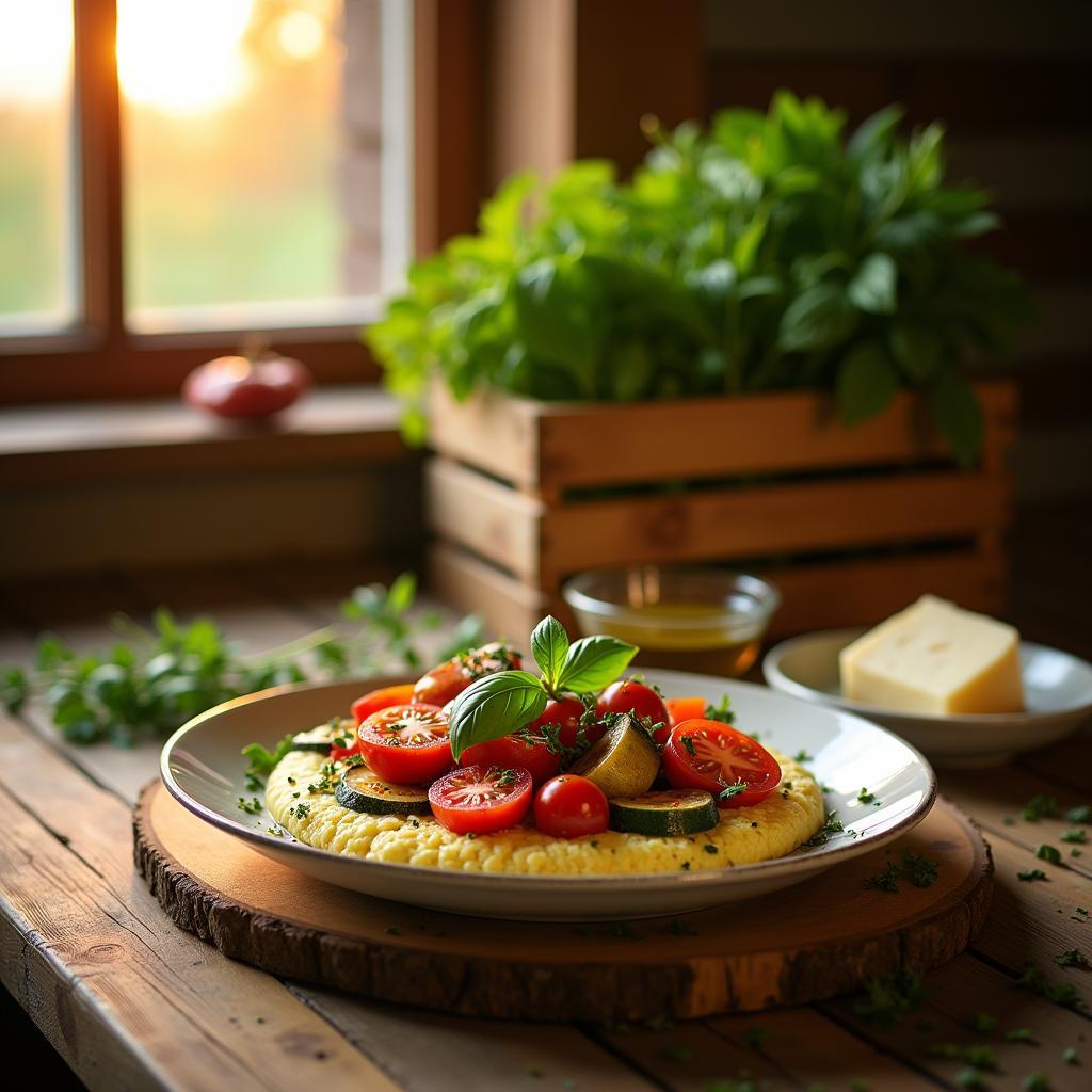 Golden Herb-Infused Polenta with Roasted Vegetables