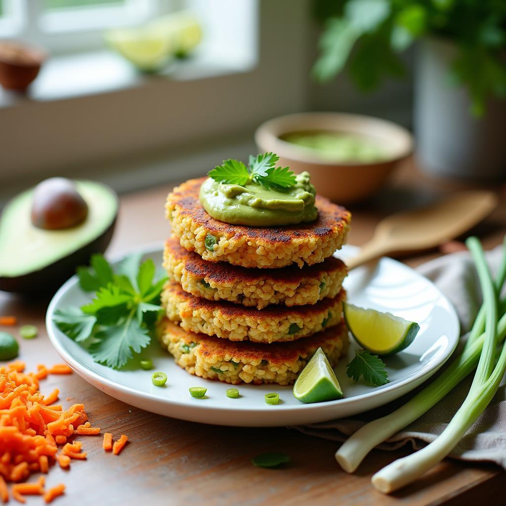 Spiced Quinoa Rice Cakes with Avocado Cream