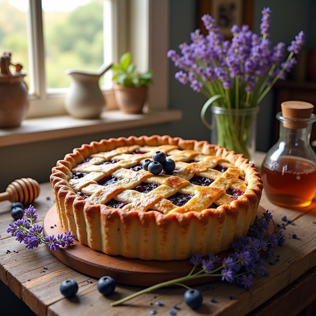 Whimsical Lavender Honey Blueberry Pie